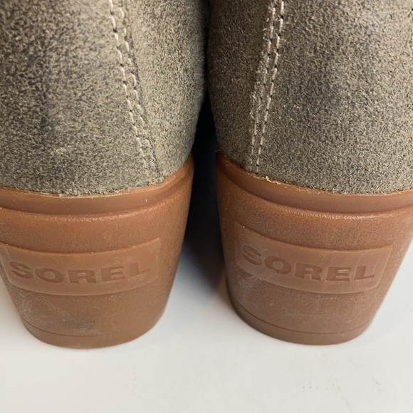 Sorel Toronto Lace-up Suede Wedge Bootie Green Tan Size 7 Winter Waterproof - Picture 6 of 15